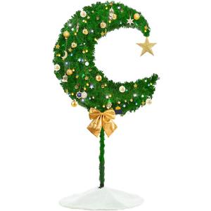 6Ft Eid Ramadan Moon Tree, Eid Tree with Ramadan Decorations, Muslim Islamic Crescent Artificial for Garden, Indoor