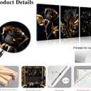 DHEEM 3Pcs Abstract Black And Gold Rose Wall Art Canvas Wrapping 16x24in, 24"LX 16"W-Canvas