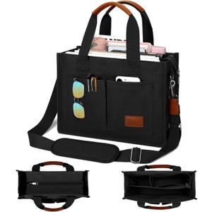 KKXIU Large Canvas Tote Bag for Women with Zipper and Compartments Crossbody Work Bible Messenger Purse Bag With Pockets
