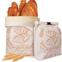 2 Pack Beeswax Bread Bags with Zipper, XL(13x17in) Sourdough Bread Storage for Homemade, Freezer Storage Bag to Keep Fresh, Cotton Beeswax Container, Baguette Bag with Liner Kitchen Baking (Off-White)