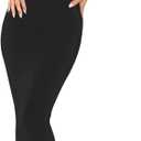 REORIA Women's Summer Sexy One Shoulder Formal Long Dress Wedding Guest Elegant Sleeveless Ribbed Bodycon Maxi Dresses (Large, Black)