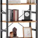 DUMOS 5-Tier Bookshelf, Modern Tall Bookcase, Open Storage Display Shelf for Living Room, Bedroom, Home Office, Narrow Standing Shelving Unit for Books, CDs, Décor，Rustic Brown