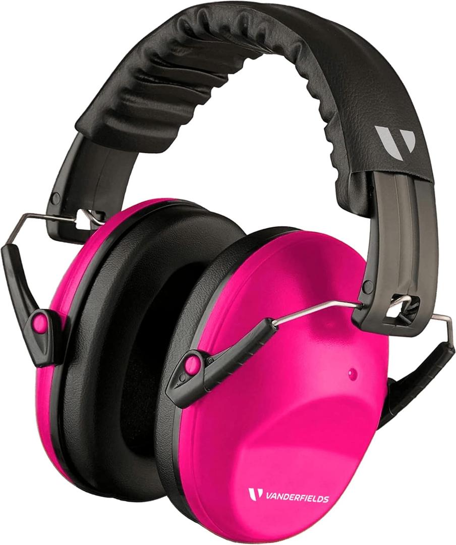 Vanderfields - Hearing Protection Ear Muffs - Over 31 dB (2K Hz) Broad Noise Cancelling Sound Reduction - Adults & Teens (Pink Rose)
