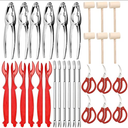 30 Pack Seafood Tools Include Crab Crackers, Seafood Scissors, Lobster Sheller, Crab Hammer and Shellfish Forks, Nutcracker Set