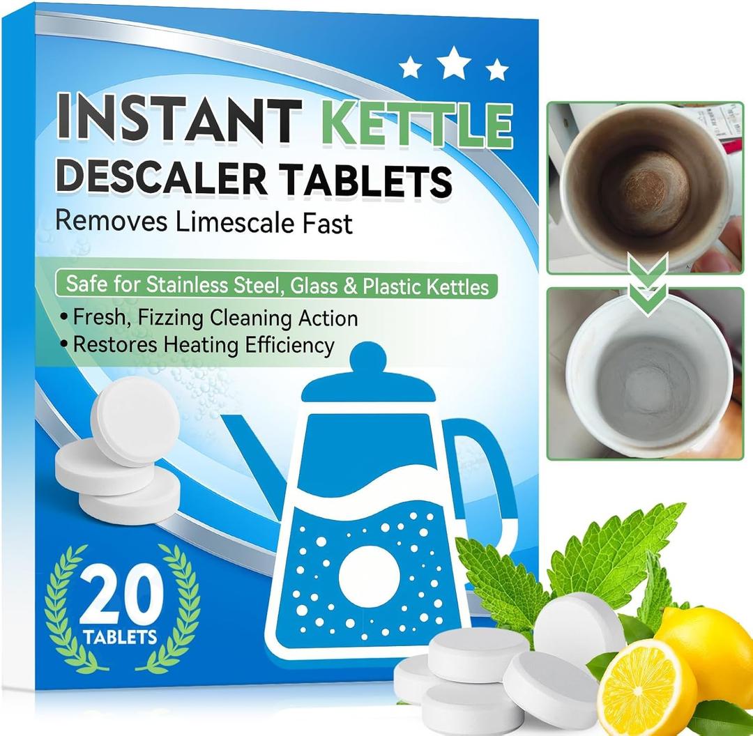 Kettle Descaler Tablet, Kettle Cleaner Remove Hardwater Limescale, Citric Acid for Cleaning, Limescale Remover For Kettles (20.01 Count (Pack of 1))