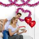 50 FT Valentines Day Garland Decor Red Pink Purple Heart Tinsel Garland Metallic Glitter Hanging Garlands Valentines Day Decorations for Tree Mantel Home Indoor Wedding Galentines Party Romantic Decor