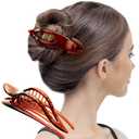 RC ROCHE 1 Pcs Flat Hair Clips Big Claw for Thick Hair French Duckbill Women No Slip Side Slide Curved Alligator Concord Strong Grip Hold Volume Lay Down Clamp, Large Brown