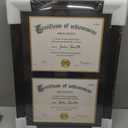 Yaetm Vertical Double Diploma Frame 14x20 for Two 8.5x11 Certificates, Degrees, Documents, Tempered Glass with Black Over Gold Acid-free Mats, Dual Diploma Frames, Brown/Black