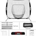 7x7ft Baseball Softball Net with Steel Frame for Batting, Hitting, Pitching, Portable Baseball Batting Net with Carry Bag, Great for All Levels