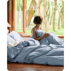 Bedsure Cooling Duvet Cover Queen Size, Cotton & Viscose Derived from Bamboo Duvet Cover Set, PureWoven Ultra-Soft, Breathable & Lightweight Home Bedding for All Seasons (Light Blue,90"x90")