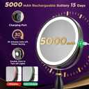 30x Magnifying Mirror with Light, Matte Black with Gold Trim, Makeup Mirror with 3 Color Lights & Brightness Adjustable, 5000mAh Rechargeable Vanity Mirror, Modern Style Side Touch + Side Charge