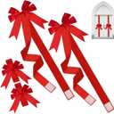 8 Pcs Large Christmas Cabinet Door Bows and Ribbons 78 Inch Christmas Door Cabinet Bows for Gifts Xmas Holiday Furniture Kitchen Party Decorations (Red)