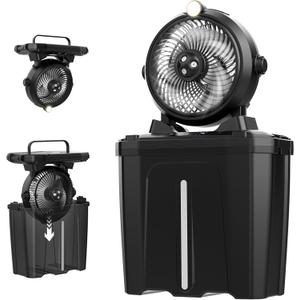 11L Bucket Portable Misting Fan with LED Light, 20000mAh (6.5/12h Working Rechargeable Camping Fan, 3 Strong Winds, 3 Large Spray Outlets,Cooling Mist Fans for Fishing/Travel/Garden Party/Tent