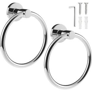 SetSail Towel Holder for Bathroom Wall 2 Packs Towel Ring Stainless Steel Heavy Duty Hand Towel Hanger for Bathroom, Mirror Silver