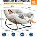 Oversized Papasan Rocking Chair, Rattan Egg Recliner Chair with Thick Cushion & Sturdy Metal Frame, Comfy Wicker Lounge Reading Chair for Indoor Living Room, Outdoor Patio Porch Garden, 45 x 37 x 30.7 inches