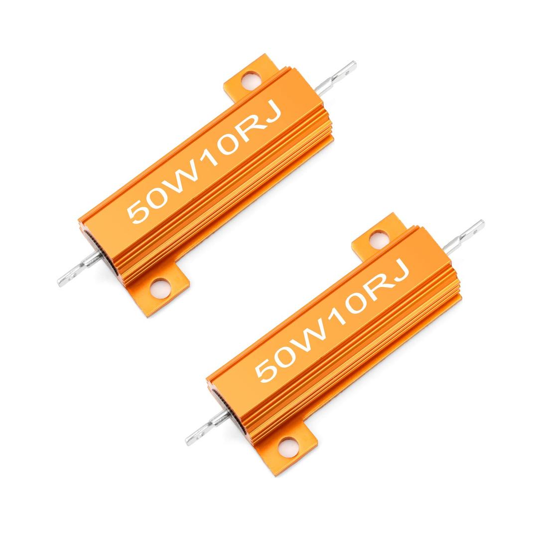 Chanzon 2pcs Wirewound Aluminum Shell Resistor 10  ohm 50W 5% Tolerance 10R Rohs Certified