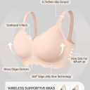 OEAK Women Jelly Bras No Underwire Scalloped Push Up Buttery Soft Tshirt Bra Seamless Full Coverage Convertible Everyday Bra (Beige, XL)