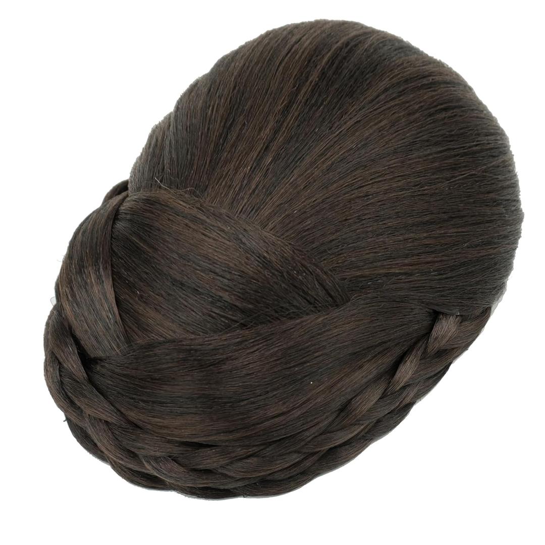 IMISSU Braided Chignon Dancer Hair Cover Donut Hair Pieces Scrunchies Hair Bun Wig Clips Updo Wedding Party for Women (M5 Chocolate Brown)