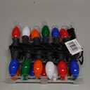 Novelty Lights Multi Hanging Ceramic Christmas String Lights - Retro Fit Traditional C9 Indoor/Outdoor Light Set w/ 25 Mini Bulbs for Roof Lines, Patios & More (Black Wire, 25' Long)