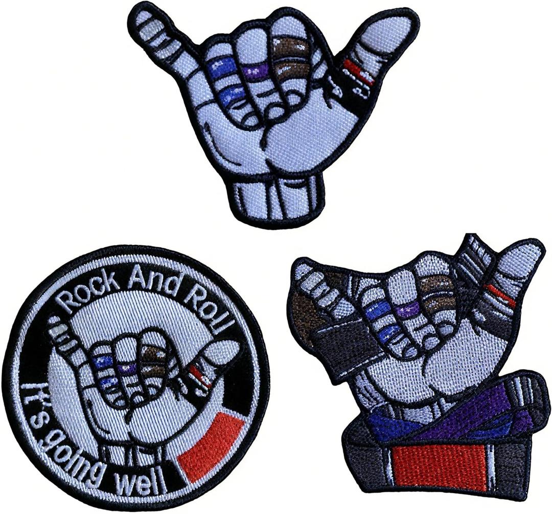 2 x Rock and Roll Patches (3 Pcs)- Funny Tactical Patches, Hook & Loop Morale Patches for Backpacks, Helmets and Other Military Tactical Gears (Medium)