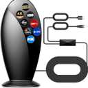 Upgraded Digital TV Antenna Indoor1200+ Miles Super Long RangeSmart Chip for Local HD Channels-with Amplifier Signal Booster,Supports 4K 1080p for Smart & Older TVs,18ft Coax Cable (Gloss Black) (Compact)