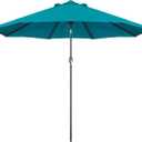 Blissun 9' Outdoor Patio Umbrella, Outdoor Table Umbrella, Yard Umbrella, Market Umbrella with 8 Sturdy Ribs, Push Button Tilt and Crank, Cerulean
