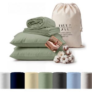 100% Cotton Percale Full Sheet Set 2 Sheets and 2 Pillowcases Sage