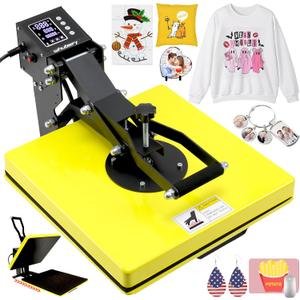 Whubefy Heat Press Machine 15x15 Slide Out, Digital Clamshell Heat Press Machine for T Shirts Printer, Heat Up Fast & Even, Sublimation Shirt Press Machine for Mouse Pad, Pillows, Coasters, Puzzles