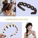 2-in-1 Decorative Hair Clips Non-Slip Grip - Nylon Braid Headbands for Women - Comfortable Accessories for All Types(braided whiteMetal black)