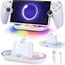 Charger Station for PlayStation Portal Case Friendly, Charging Dock with Color Light Charger Stand & USB Type C Cable, Magnetic Type C Port for PS5 Ps Portal Charging with Case on (White)
