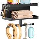 Dog Leash Holder for Wall, Black Leash Hanger, Wall Mounted Dog Stuff Storage and Organizer, Metal Key Holder Pet Leash Hooks for Leash, Training Treats, Chew Toys, Keys, Large