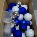 Yuxung 2 Pcs Christmas Balls Garland 6 ft Hanging Ornaments Xmas Balls Decorations with 2 Pcs 10 Feet LED Lights Indoor Outdoor Tree Mantel Wedding Decoration(Dark Blue, Light Blue, Silver)