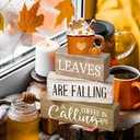 Lineshading 4 Pcs Summer Table Decorations Wooden Beach Coffee Decor Summer Tiered Tray Decor Farmhouse Crabby Before Coffee Block Signs Gifts for Beach Nautical Party Home Office Decorations