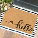Funny The Entrance Way Outside Personalized Rug with Heavy-Duty Non Slip Outdoor Coconut Coir Doormat Pets Lover Gift 23.6 x 15.7 inch (Hello Cursive Script)