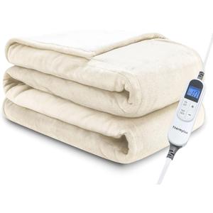 Electric Blanket Twin 62"x84" Heated Electric Blankets 10 Heating Levels 12 Time Settings 8 Hours Auto Off Fast Heating and Overheat Protection ETL Certified Machine Washable, Ivory