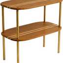 Ibyx Cabinet Organizer Set of 2 - Kitchen Pantry Organizers and Storage with Bamboo Top & Brass-Effect Metal Legs - for Kitchen Counter & Stackable Shelves for Cabinets with 22 lb Capacity - Brown