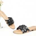 Ataiwee Women's Braided Flat Slide Sandals - Chic Summer Shoes with Round Toe and Cover Strap Detail, Easy Slip-On Design, Rubber Sole Strappy Sandals. (6, Black)