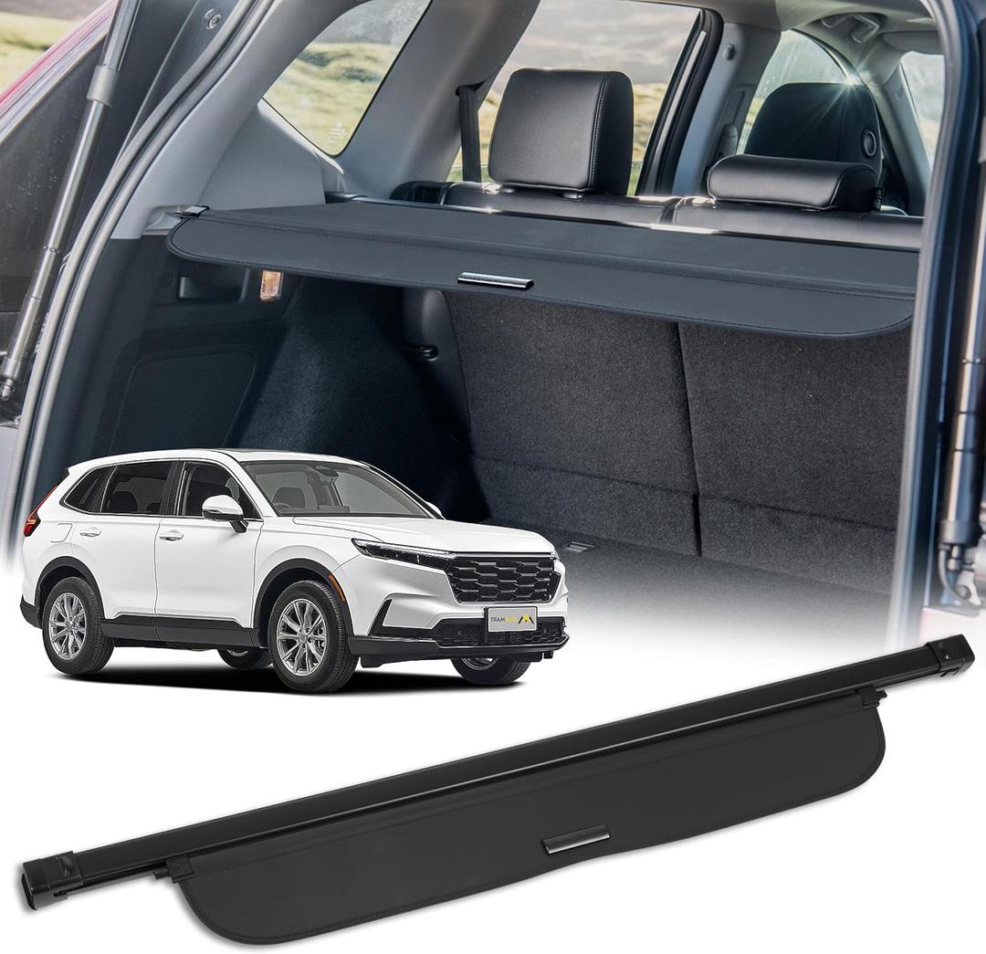 AUXMART Cargo Cover for 2023 2024 2025 Honda CRV (Include Hybrid) Accessories, Retractable Trunk Security Cover Shielding Shade with Waterproof Back Canvas Texture for Honda CRV Trunk Cargo Cover (Honda CR-V 2023-2025 /Canvas Texture)