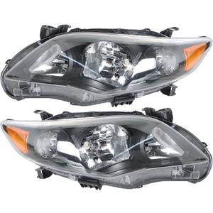 Thomletha Replacement for Toyota Corolla 2011-2013 Headlight Assembly Halogen Black Left and Right Side Pair