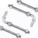 J-Bolt Post Hinge with 5/8" Hinge Pin Galvanized Post Gate Hinge for Chain Link Fence, Washers & Nuts Included (6" (4 Pcs))