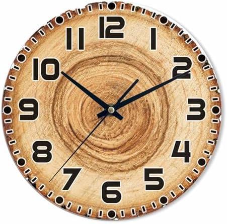 NOMEDOGYIM Wooden Stump Wall Clock Battery Operated Round Wall Clock Silent Non Ticking Quality Quartz 10 Inch Round Easy Clock to Read for Home Office