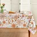 Horaldaily Groovy Retro Boho Tablecloth 60x120 Inch Rectangular, Pink 60s 70s Themed Washable Seasonal Table Cover for Party Picnic Dinner Decor