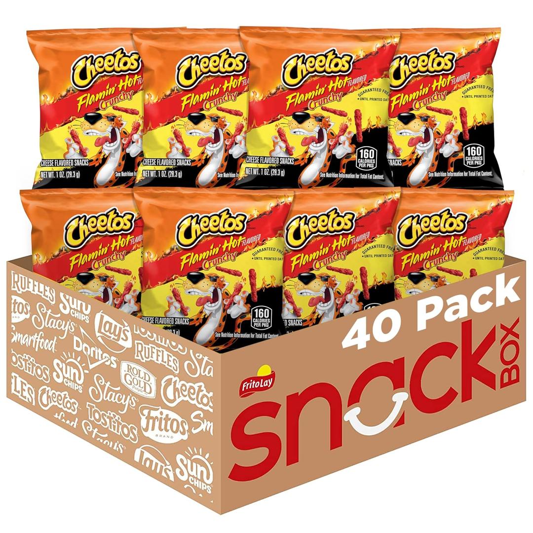 Cheetos Cheese Flavored Snacks, Flamin' Hot Crunchy, 1 Ounce (Pack of 40) (EXP 01/27/26)