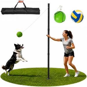 Tetherball Set, 2 Tetherball Balls, 9ft/12ft Adjustable Pole