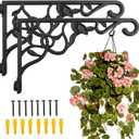 Plant Hanging Bracket Set of 2, 13 Inch Aluminum Heavy Duty Plant Hanger, Rust-resistant Decorative Wall Plant Bracket Hook for Outdoor Indoor Hanging Planter Flower Lantern Bird Feeder Wind Chimes