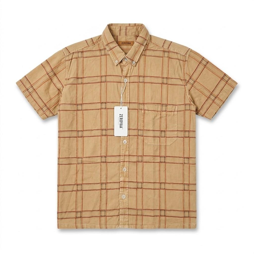 ZEROYAA Men's Casual Regular Fit Button Up Flannel Checked Plaid Shirts  XL