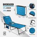 VILLEY Oversized Padded Chaise Lounge with Cushion, Foldable Camping Cot, Patio Reclining Lounge Chairs, Folding Sleeping Bed for Outdoor, Indoor, Backyard, Garden, Camping, Relaxing, Beach Tanning, Blue