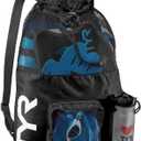 TYR Big Mesh Mummy Backpack for Swim, Gym and Workout Gear, Black, 40-Liter Capacity