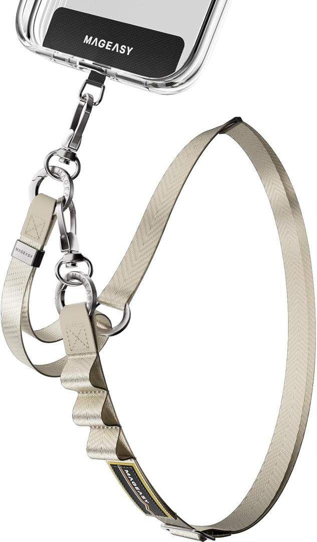 MAGEASY 2-In-1 Cell Phone Lanyard Crossbody - Universal Crossbody Phone Strap & Phone Wrist Strap with Built-in Keychain, Phone Tether Tab | Anti Drop & Anti Theft for Daily & Outdoor Activities (Starlight) MAGEASY 2-In-1 Cell Phone Lanyard Crossbody - Universal Crossbody Phone Strap & Phone Wrist Strap with Built-in Keychain, Phone Tether Tab | Anti Drop & Anti Theft for Daily & Outdoor Activities (Starlight)