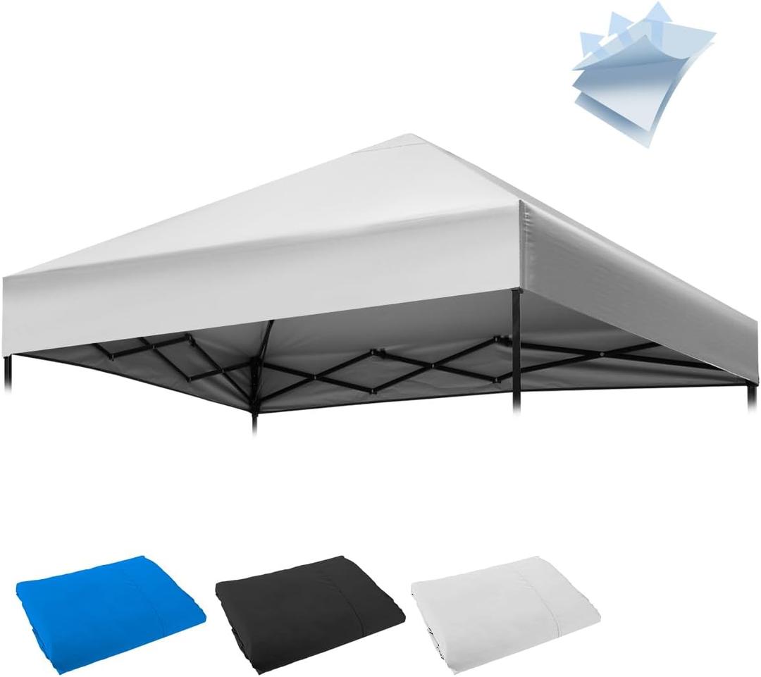 1010FT Canopy Tent Replacement Top, Instant Pop Up Canopy Straight Leg Replacement Cover for Outdoor Garden Picnic, Camping (Grey-White)